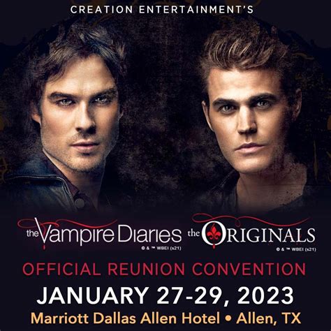 Aug 30, 2023 · VAMPIRE FAN WEEKEND CONVENTION. September 15-17, 2023. Crystal Gateway Marriott Hotel. Ian Somerhalder, Paul Wesley and more fab guests are making their way to the Washington D.C. area for non-stop programming, events, live entertainment and more! For updates and announcements for this event, please join our email list here. . Vampire diaries convention dallas 2023 tickets